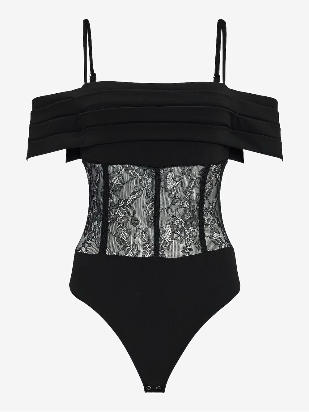 EXPRESS Lace Off the Shoulder Corset Bodysuit